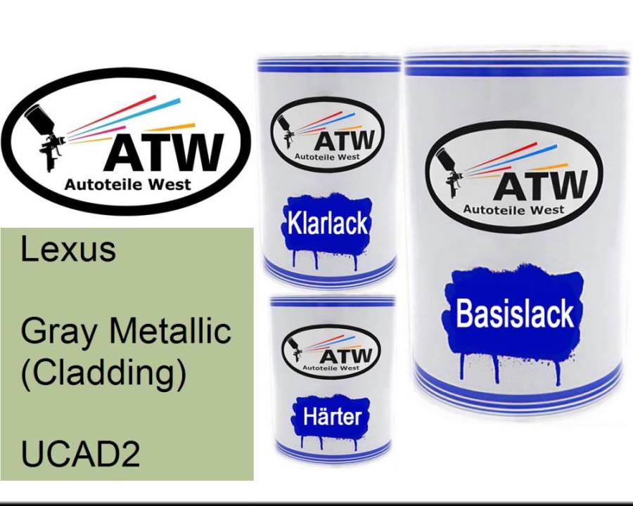 Lexus, Gray Metallic (Cladding), UCAD2: 500ml Lackdose + 500ml Klarlack + 250ml Härter - Set, von ATW Autoteile West.